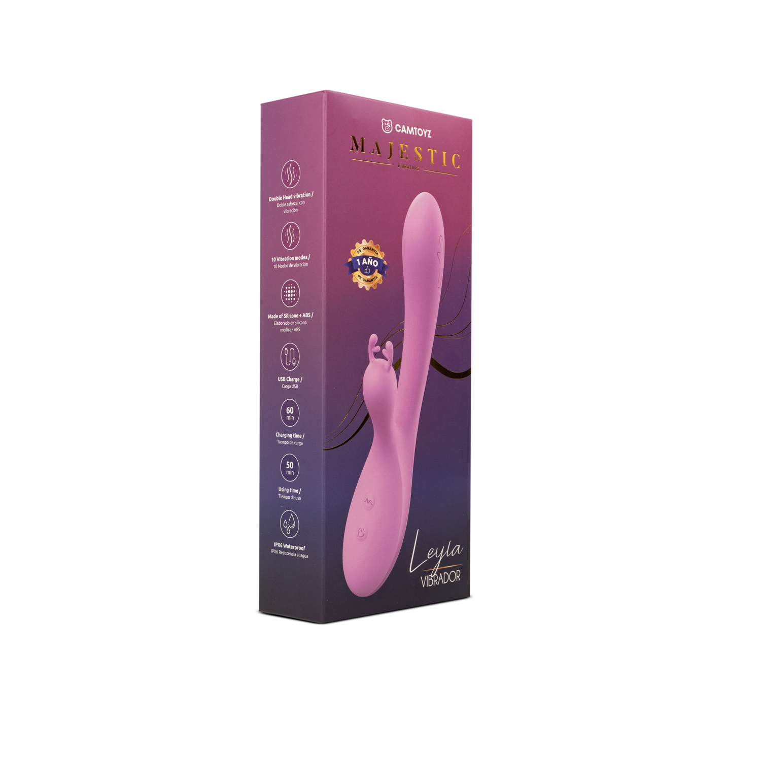 Vibrador Doble Leyla Rosado Majestic